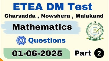ETEA DM Test Solution 01-06-2025 Part 2 | ETEA DM Test Charsadda Nowshera Malakand