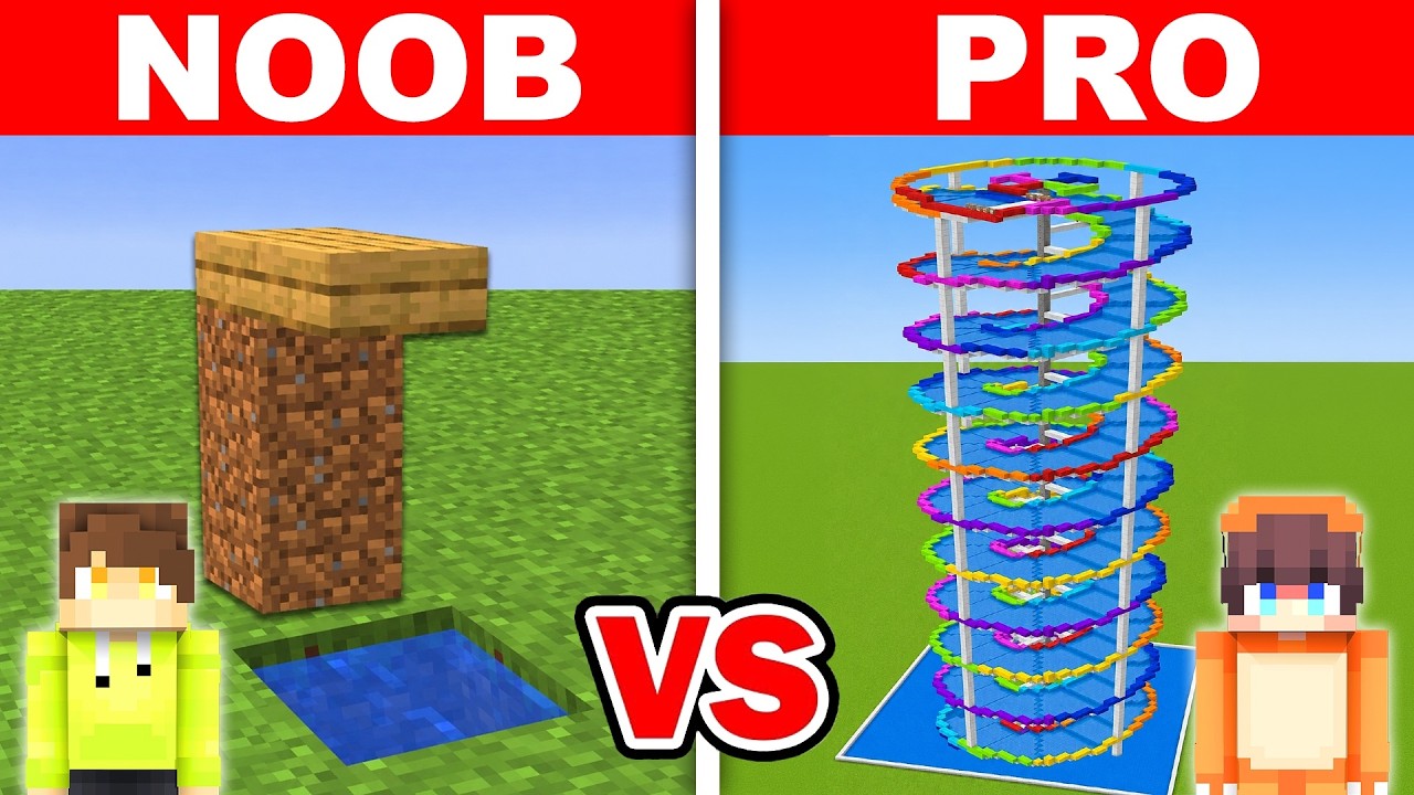 NOOB vs PRO: MODERN WATER PARK Build Challenge in Minecraft