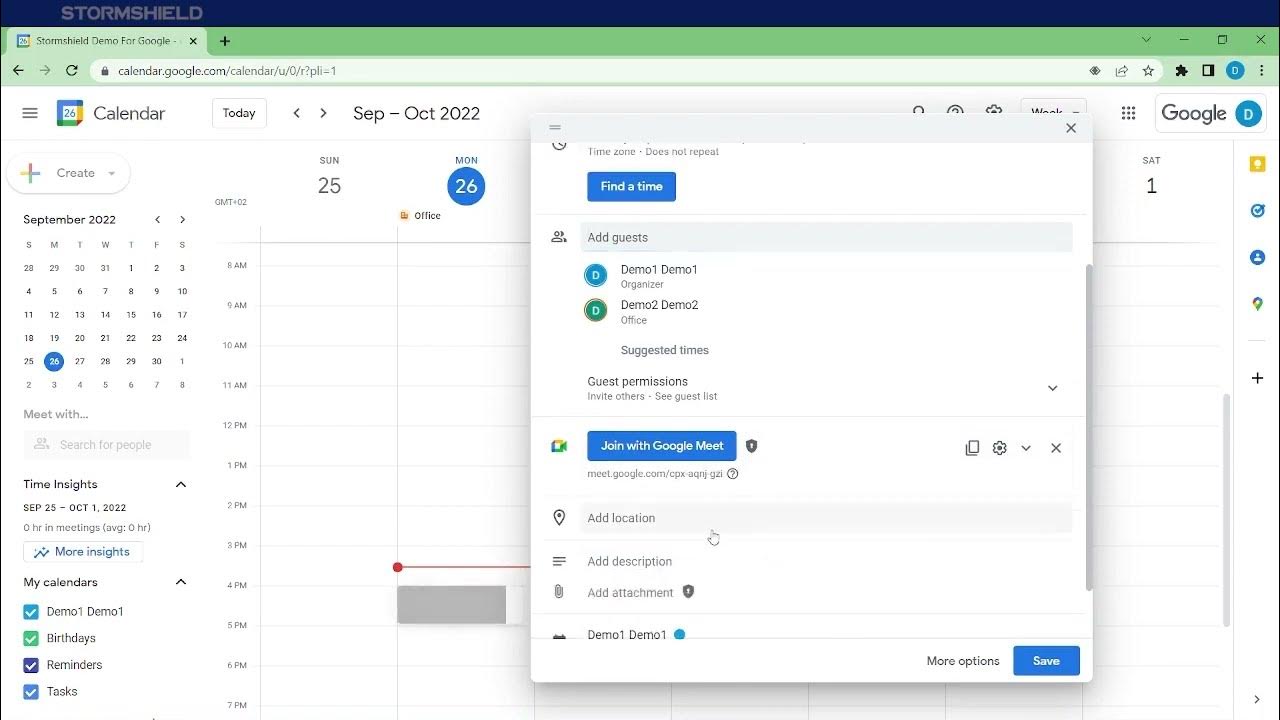 How to encrypt a meeting in Google Calendar Stormshield Data Security