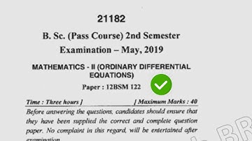 BA Pass 2nd Sem Maths II Question Paper 2019 Mdu