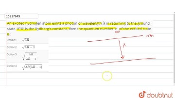 An excited hydrogen atom emits a photon of wavelength `lambda` in returning