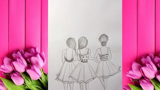 Bff Drawing Tutorial How To Draw Three Best Friend Hugging Together For Beginners Youtube bff drawing tutorial how to draw three best friend hugging together for beginners