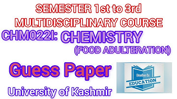 Multidisciplinary Course CHEMISTRY | UG 1st to 3rd Semester NEP | University of Kashmir