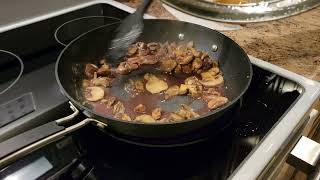 Sauteed mushrooms with wine, herb/garlic butter.