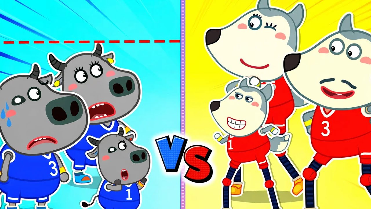 Familia de patas largas y familia de patas cortas🏃🏻‍♂️¿Qué familia ganará? | Wolfoo 2D en español