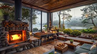 Soft Jazz Background Music For Work, Focus & Study | Calming Space at Relaxing Lakeside Residence