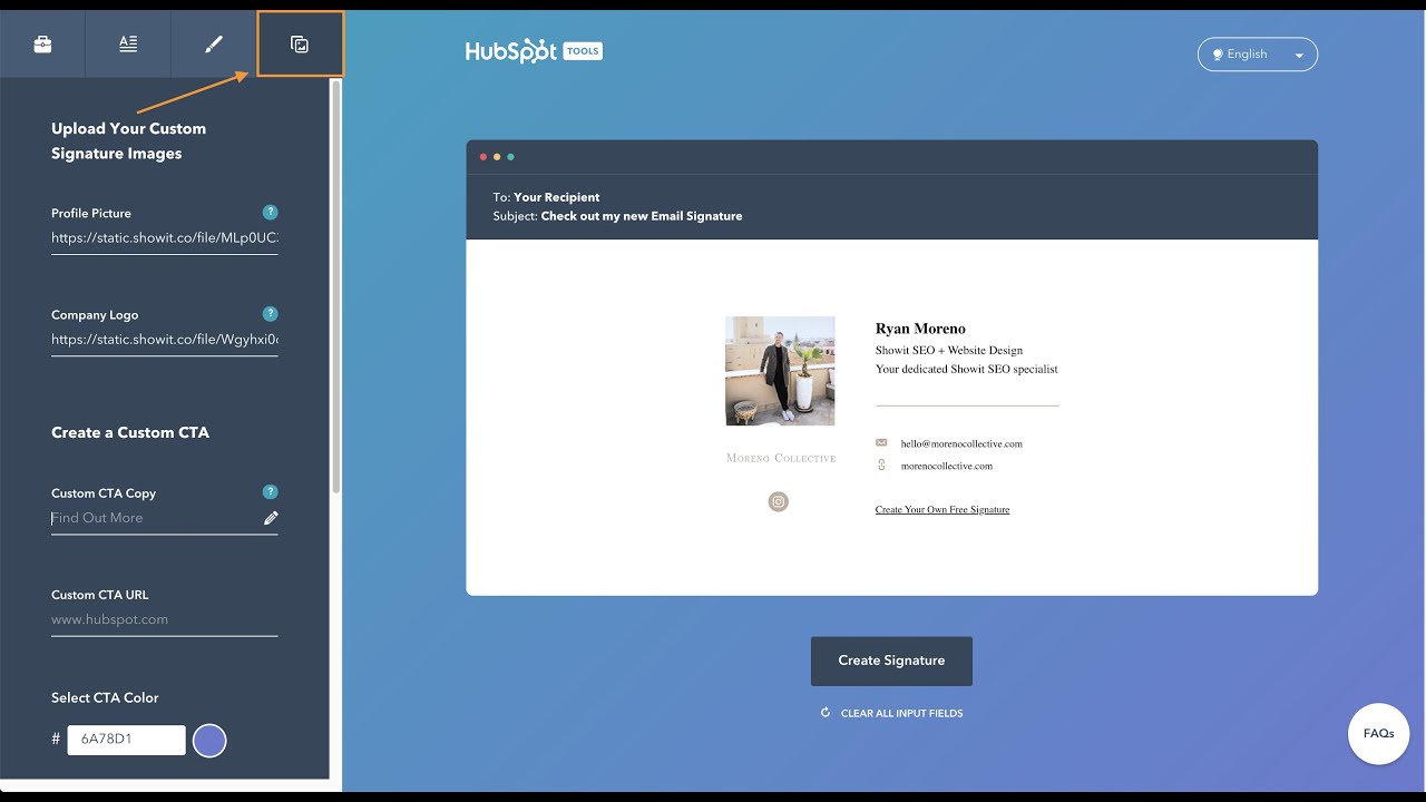 hubspot create email signature