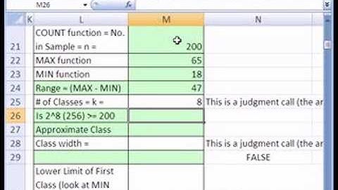 Excel Statistics 20: P1 Quantitative Freq. Dist. w Formulas