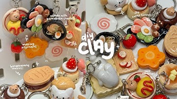 how i make clay keychains🍎🥘🍜🍅 using air dry clay / no bake
