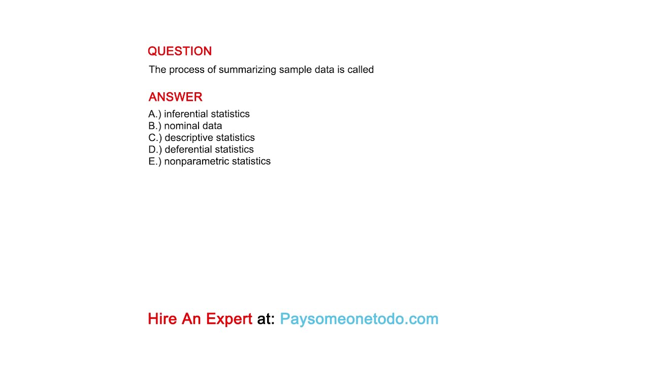 The process of summarizing sample data is called - YouTube