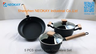 5 piece pot set non stick soup stew frying iron pans and pots set Multi piece kitchen cookware set
