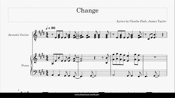 Change - Charlie Puth & James Taylor - Piano & Guitar (Sheets - Tutorial Piano & Guitar score)