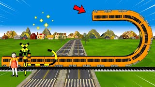 【踏切アニメ】やわらかい踏切と電車【カンカン】Train Railroad Crossing Fumikiri Destroy Honeycomb Candy Challenge Animation