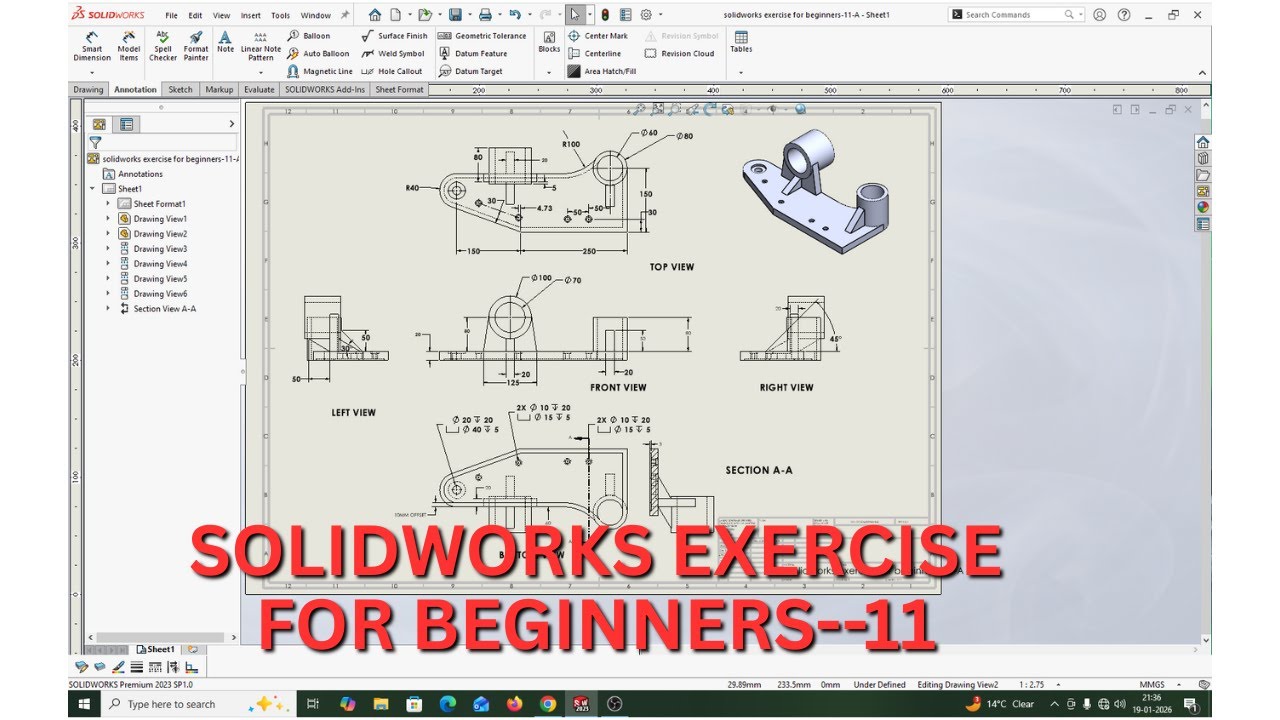 SOLIDWORKS EXERCISE FOR BEGINNERS - 11. - YouTube
