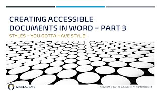 Celebrity Creating Accessible Documents in Word Part 03 - Styles Wealth