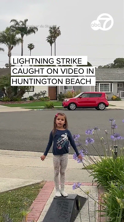 Lightning strike caught on camera in Huntington Beach