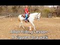 Adult beginner Riding Lesson - Walking a Figure 8 pattern with cones