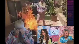 Oliver Tree smashes & burns an Ethan Klein piñata