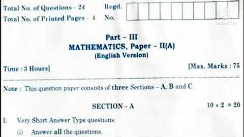 AP inter 2nd year maths 2a paper of 2021 september ipe board exams