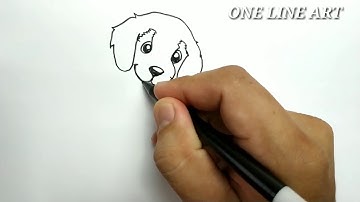 VERY EASY , one line drawing dog / how to draw in one line / drawing by one line art