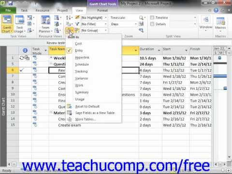 Project 2010 Tutorial Entering Fixed Costs Microsoft Training Lesson 8.7