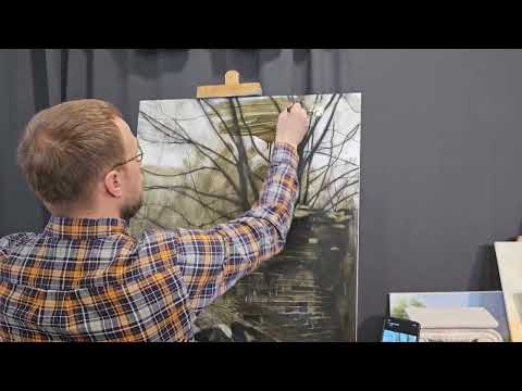Видео: Продолжение работы над живописной работой. Техника нанесения имприматуры.