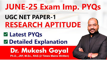 Research Aptitude || Jan 25 PYQs With Explanation II By Dr. Mukesh Goyal