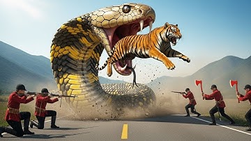 Brave Heroes Save Careless Mother Lion from Giant Python Attack After a Traffic Accident🐍