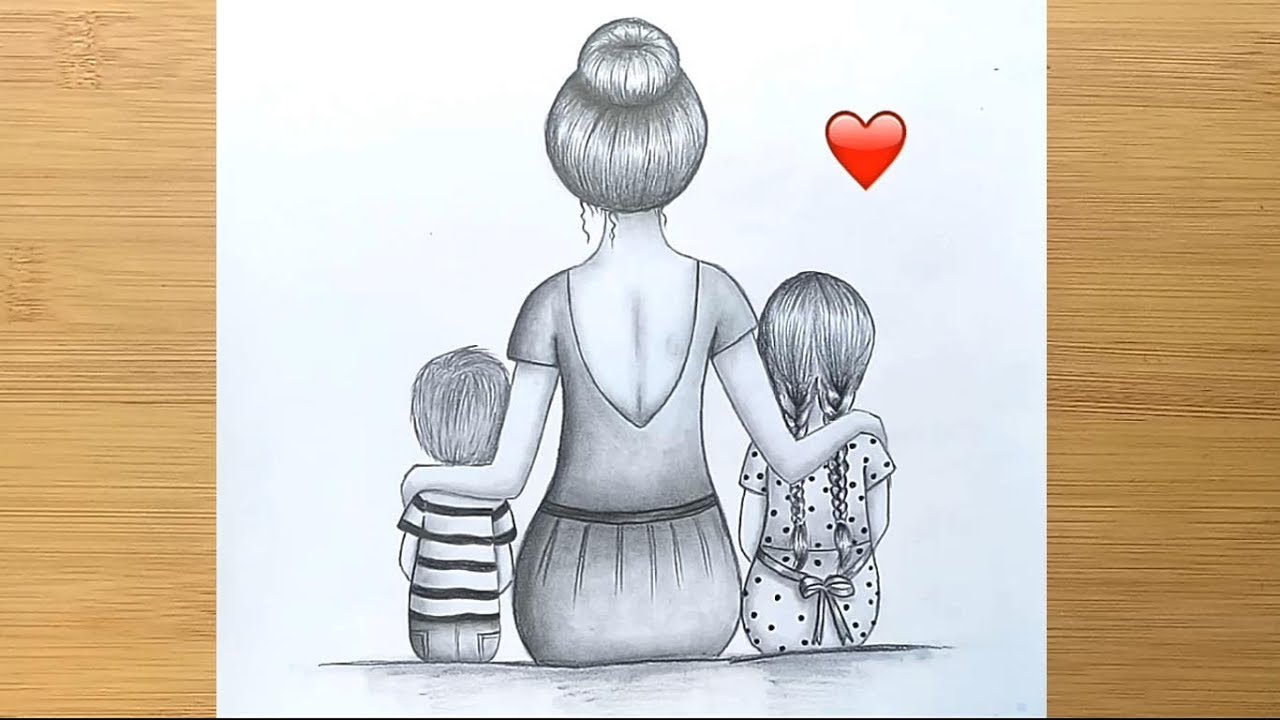 How To Draw A Mother And Her Baby S Step By Step Pencil