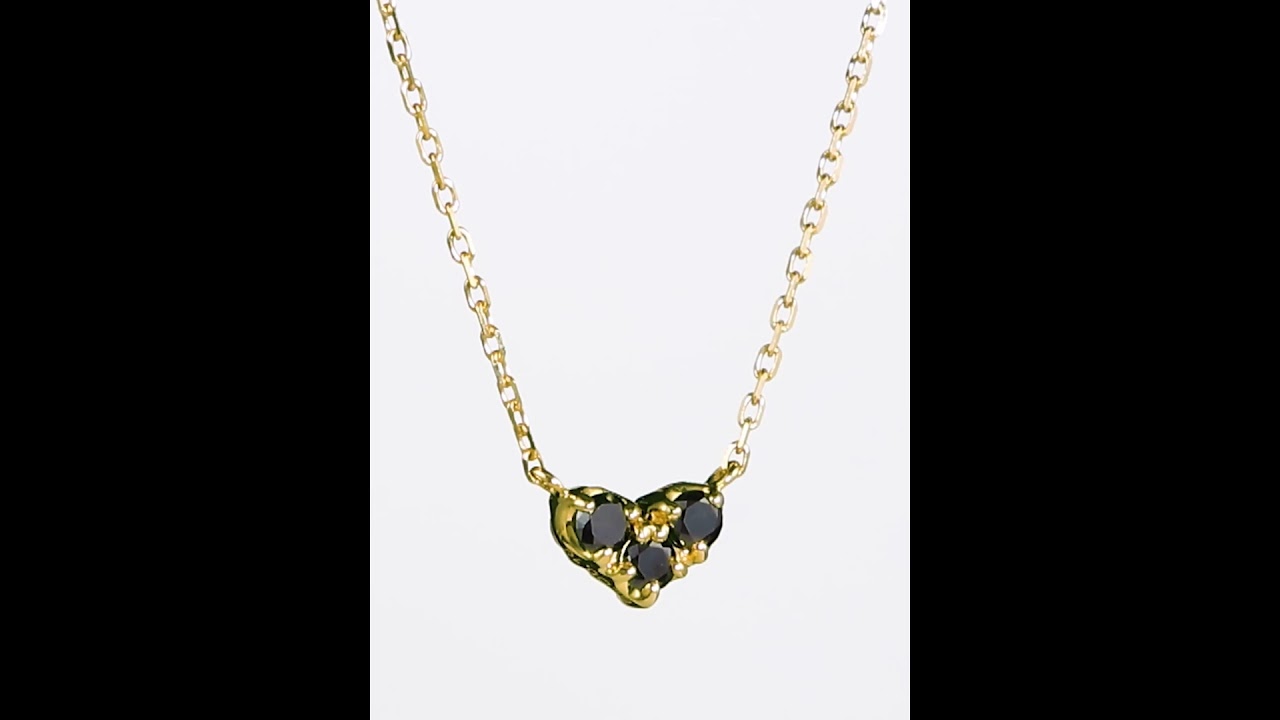 4月]K10YGブラックダイヤモンド/ダイヤモンドリバーシブルネックレス