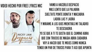 Nicky Jam ft. Arcangel  - Despacio (Official Lyrics Video) LETRA