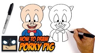 how to draw porky pig step by step tutorial for beginners