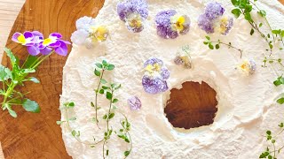 花を食べる 〜 庭の花ケーキ／Power Flowers&Herbs on Cake for Quarantine Life