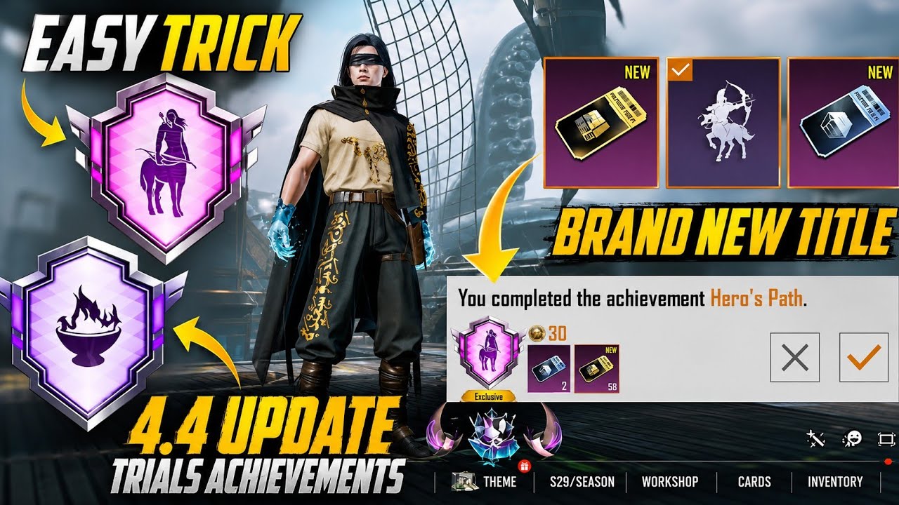 How To Complete The ( Iron Hoof Enlisted And Hero’s Path ) Achievements | 4.4 Update Trials | PUBGM