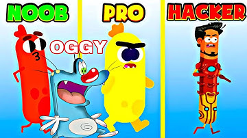 NOOB vs PRO vs HACKER | in RUN SAUSAGE RUN 🌭| With Oggy And Jack GAMING | Oggy And The cockroaches