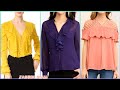 Top Stylish American Women's Formal Wear Plain Chiffon Top Shirts And Blouse Designs/Top Neck Styles