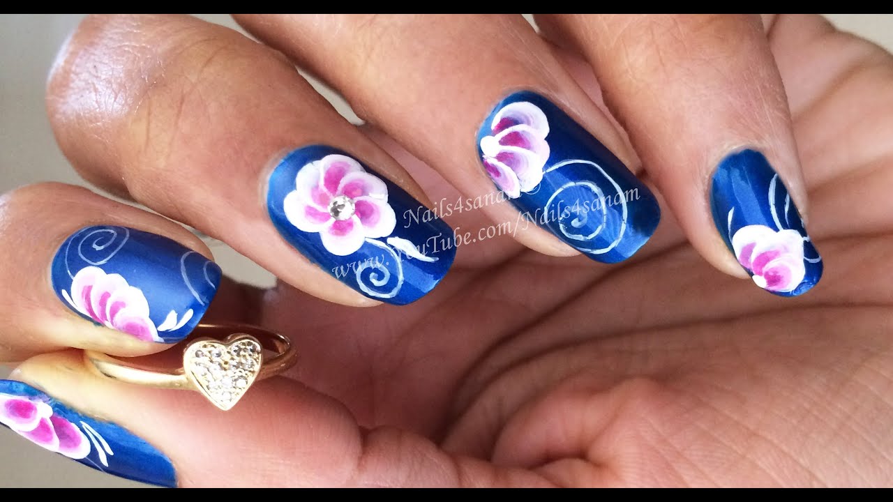 One Stroke Nail Art Tutorial with Acrylic Paint - wide 7
