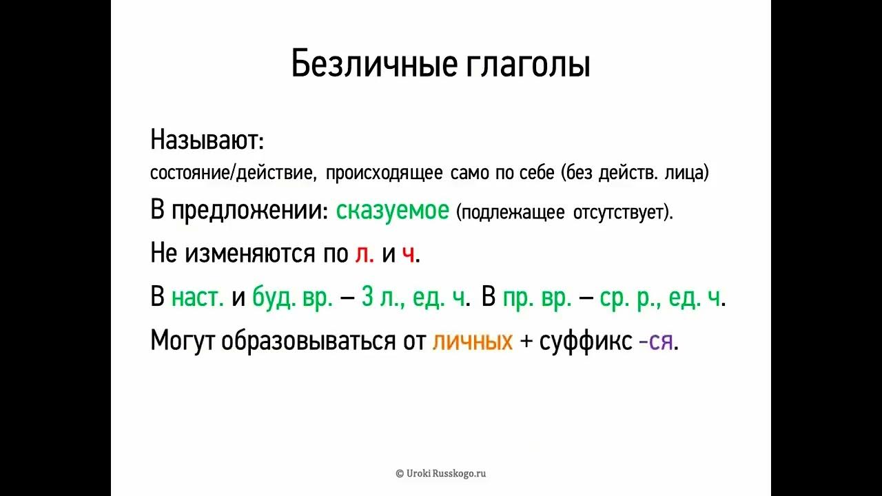 Какие глаголы называются безличными. Безличные глаголы. Безличные глаголы 6 класс. Безличные глаголы 7 класс. Безличная форма глагола в русском.