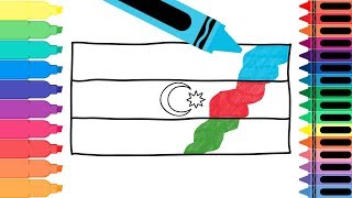 How To Draw Azerbaijan Flag - Drawing The Azerbaijani Flag - Coloring Pages 4 Kids Tanimated Toys