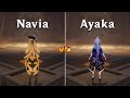 Navia vs ayaka  who is the best dps  gameplay comparison 