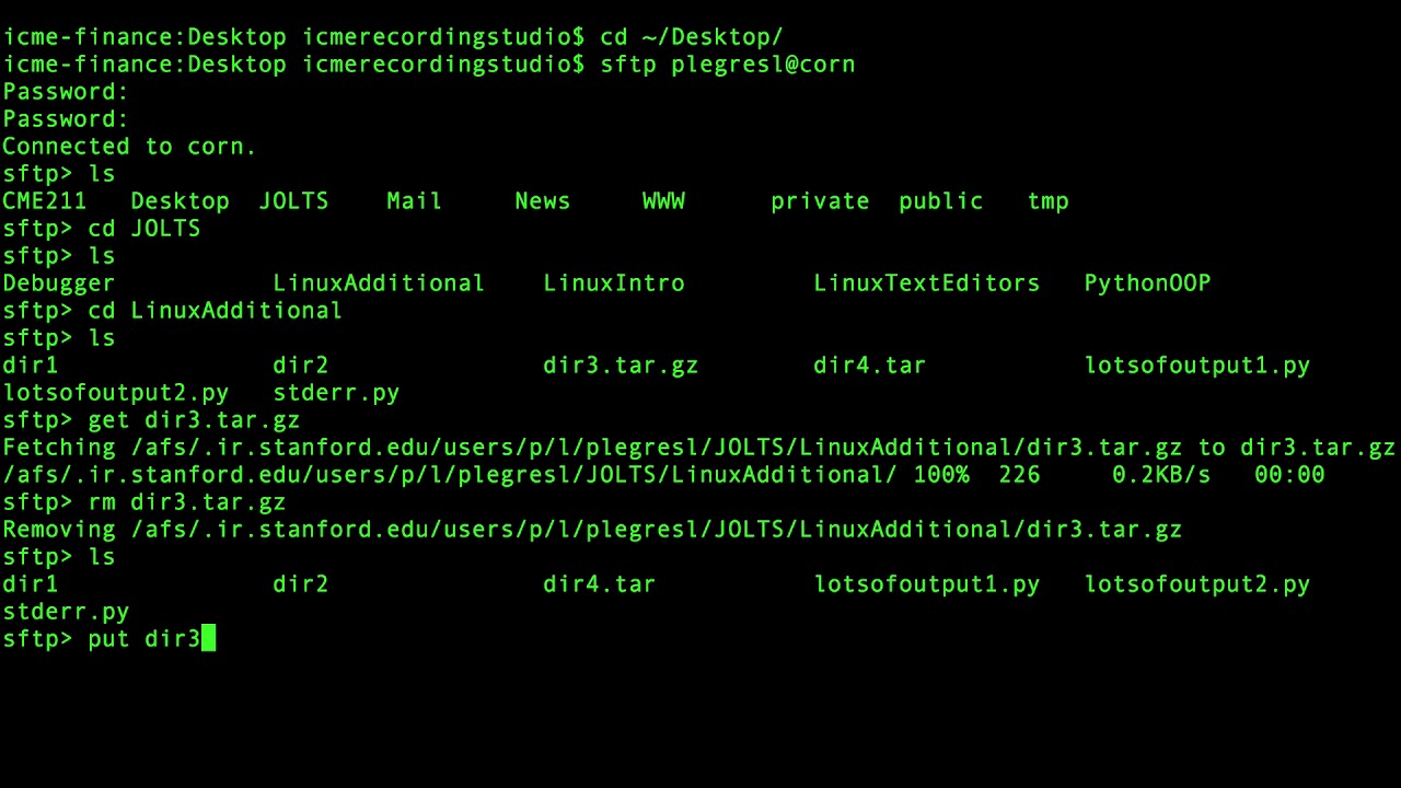 uploading data sftp mac command line