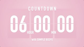 6 Hours Countdown Flip Clock Timer \/ Simple Beeps 🌸🔔