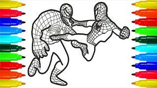 Venom Spiderman fight Coloring pages