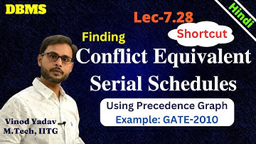 L7.28 | Finding conflict equivalent serial schedules | Conflict Serializability