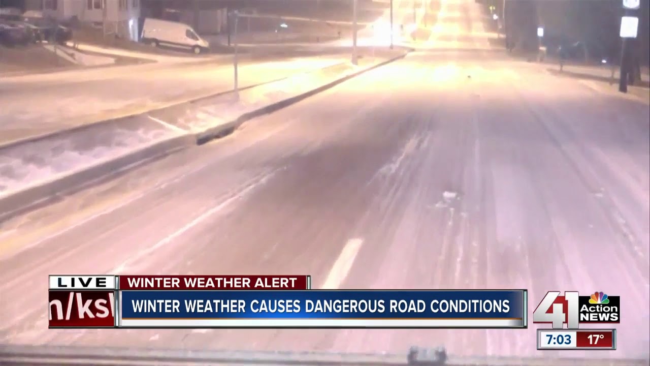 Winter weather causes dangerous road conditions - YouTube