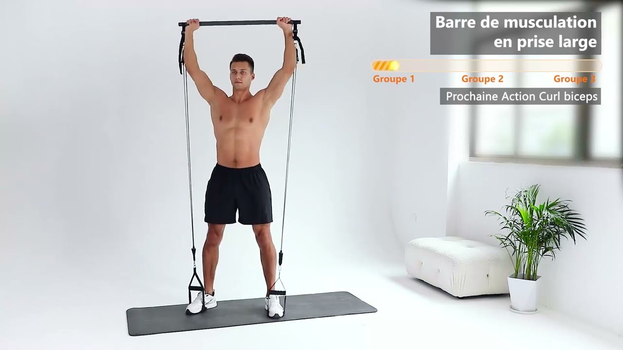 Barre de pilates avec bandes de résistance - Appareil d'entraînement