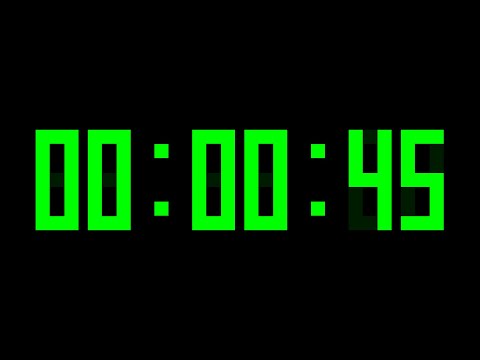 45 Seconds Countdown Timer with Alarm & Time Markers / Chapters - Digital Display - Green