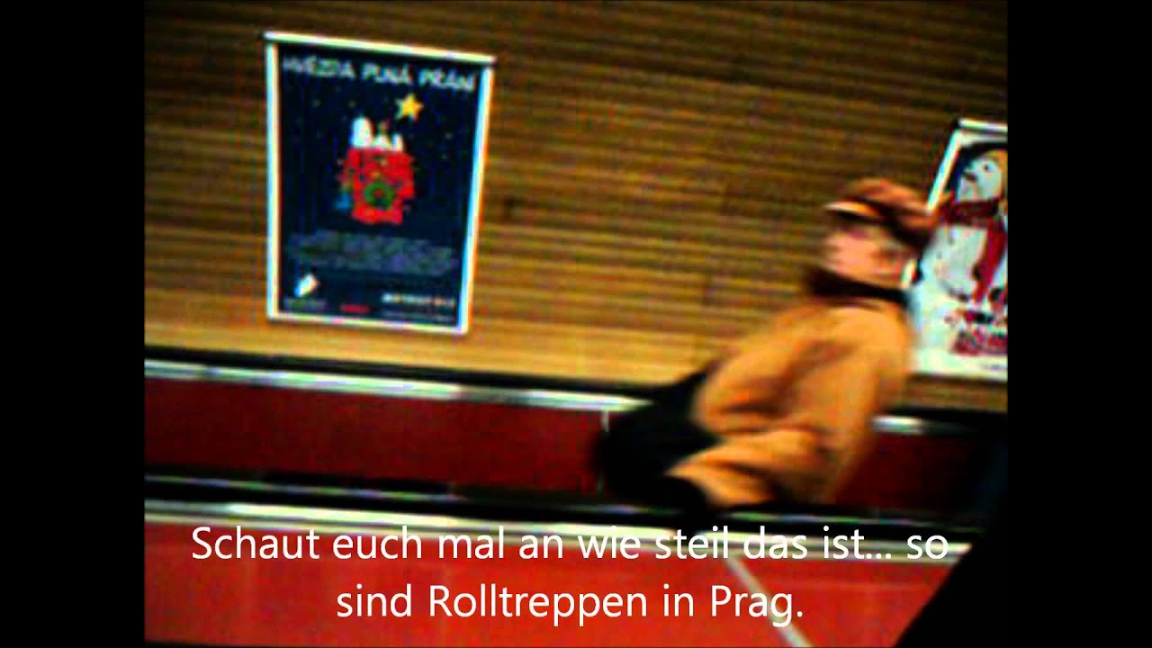Rolltreppe Fahrtreppe in Prag - sehr steil sehr geil