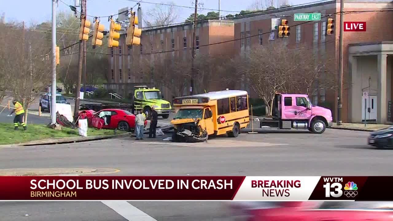 School bus involved in crash at Birmingham intersection - YouTube