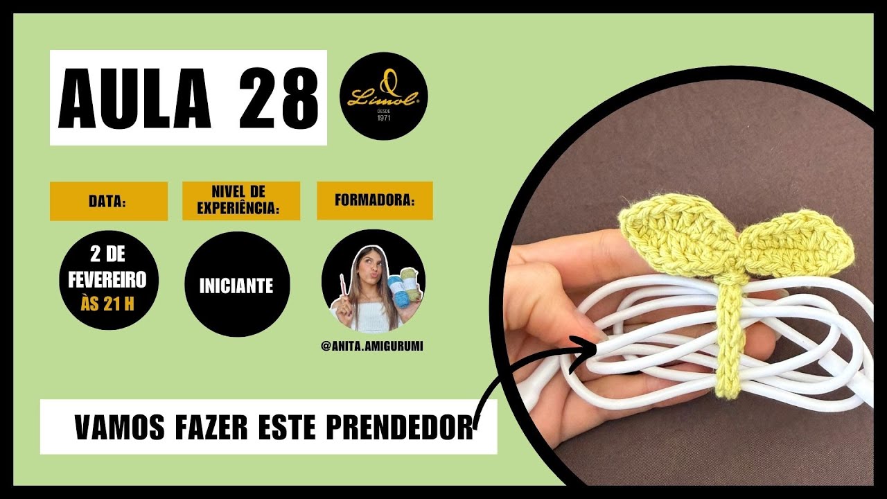 Aula 28 -Prendedor de cabos (formato folha) - Comunidade Limol - iniciante